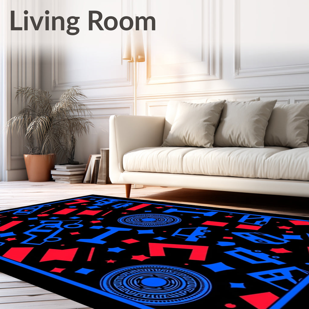 Retro Blue Red Automobile Collision Rug