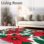 Bold Red Poinsettia Floral Collection Rug