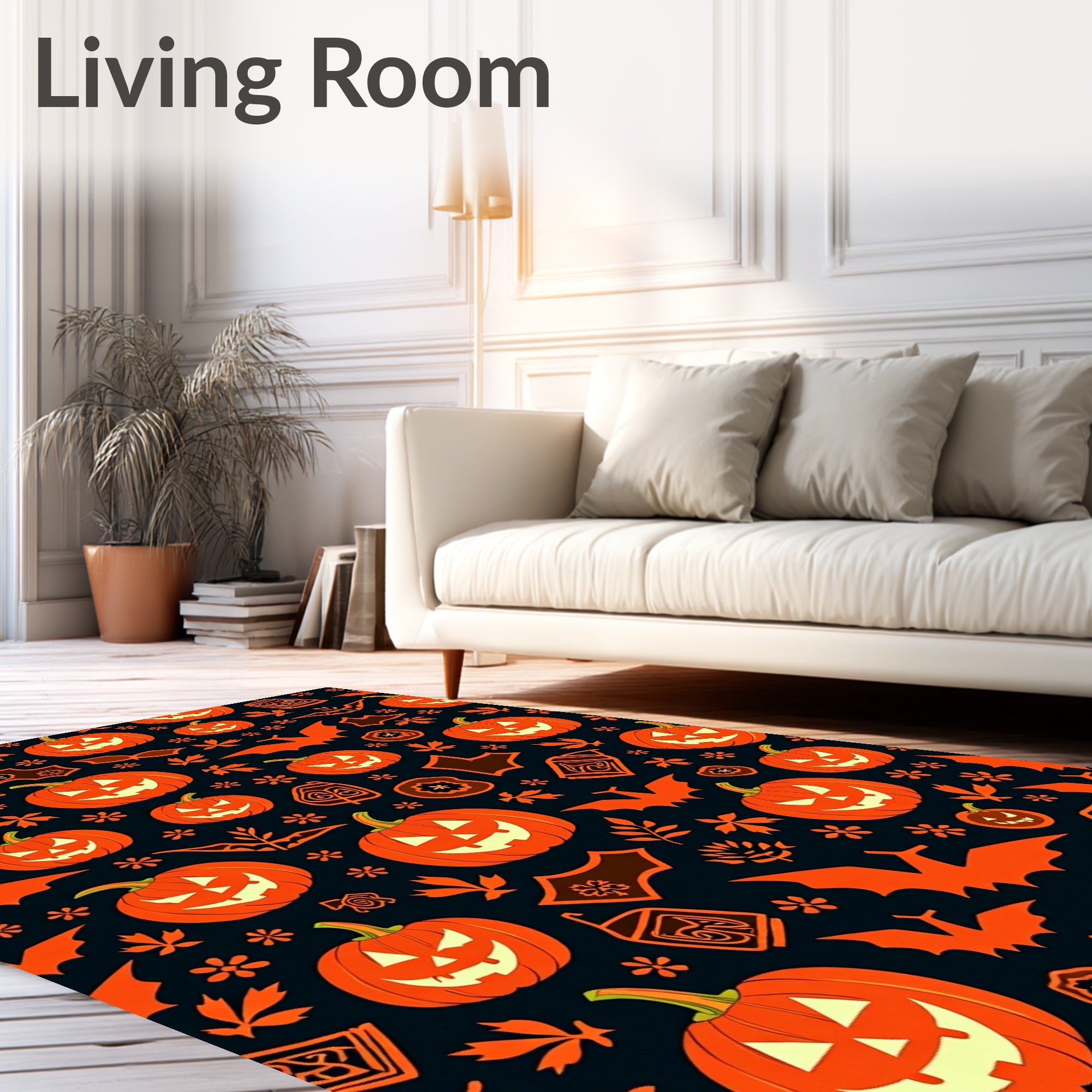 Orange Halloween Pumpkin Collage Rug