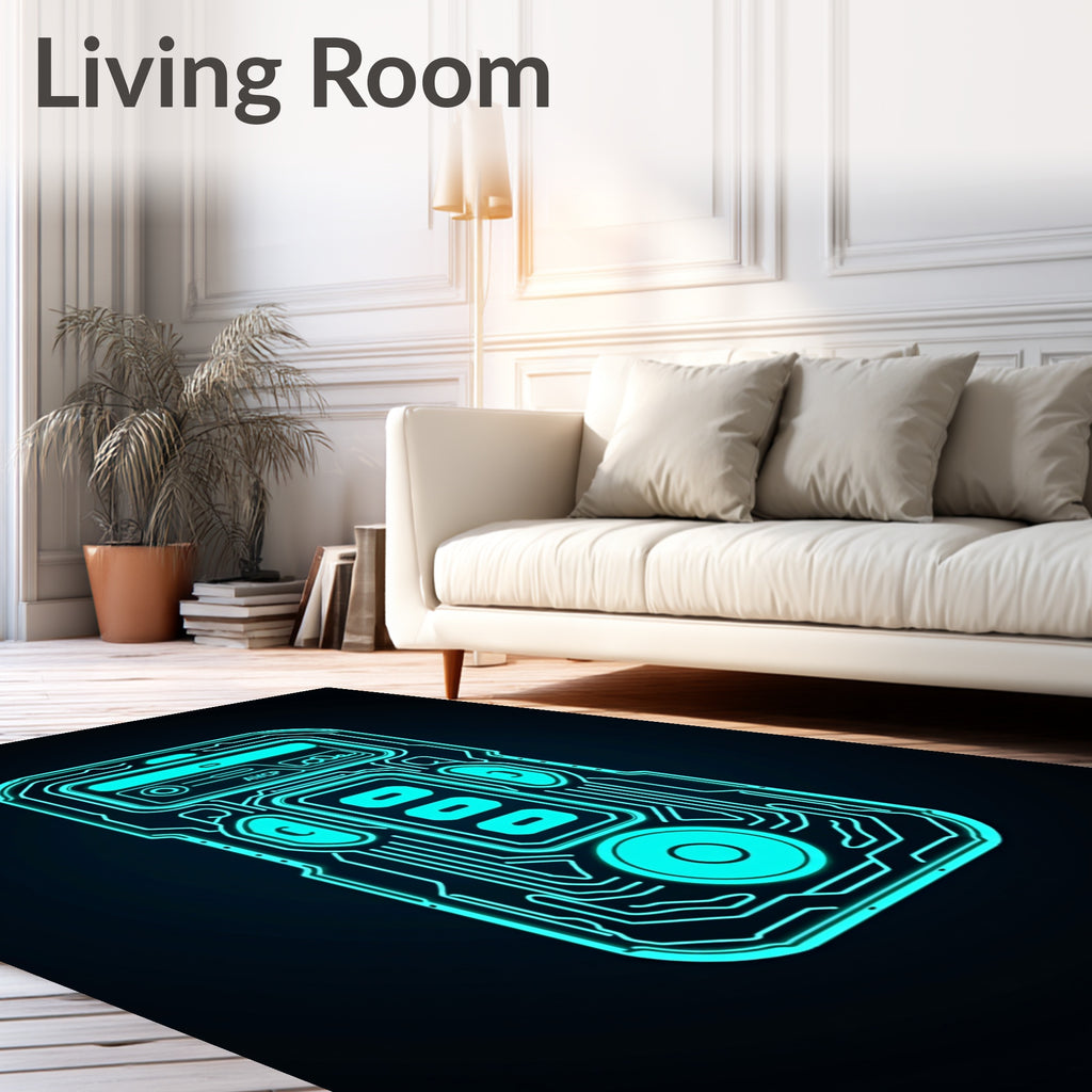 Neon Circuit Board Tech Rug
