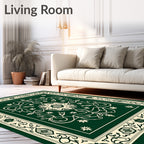Emerald green floral vine medallion Rug