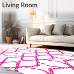 Hot Pink Ornate Lattice Oval Rug