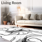 Monochromatic Abstract Swirls Organic Flow Rug