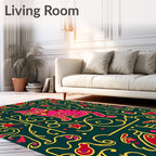 Pink Feline Whimsical Floral Embrace Rug