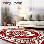 Crimson Ivory Ornate Medallion Rug