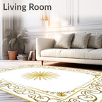 Golden Sunburst Frame Floral Rug