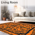Orange Floral Medallion Border Rug