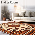 Orange Floral Medallion Border Rug