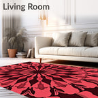 Crimson Sunburst Medallion Radiating Rug