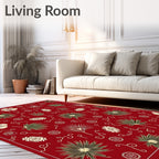 Crimson Floral Palm Silhouette Rug
