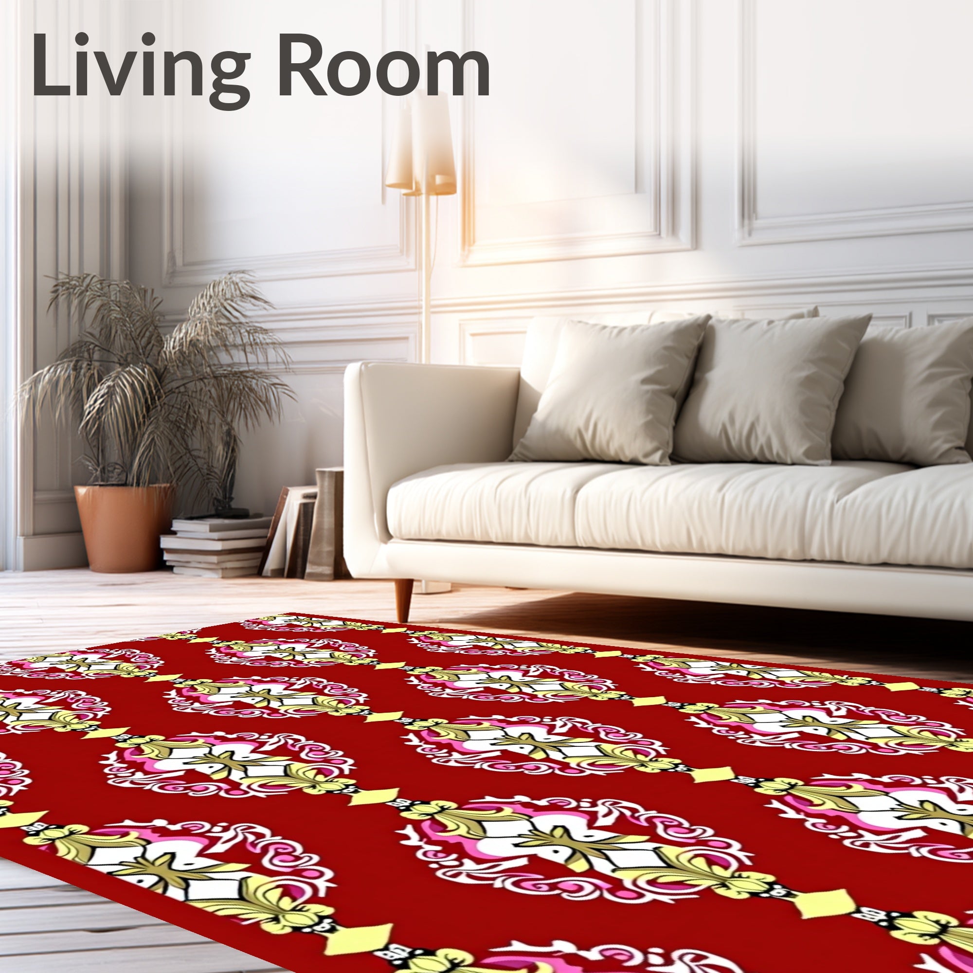 Crimson Floral Medallion with Gold Accents Rug