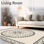 Monochromatic Floral Mandala Frame Rug
