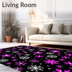 Bright Pink White Snowflake Medley Rug