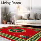 Crimson Nutcracker Soldier Border Design Rug