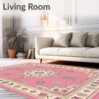 Pink Floral Mandala Sunburst Rug