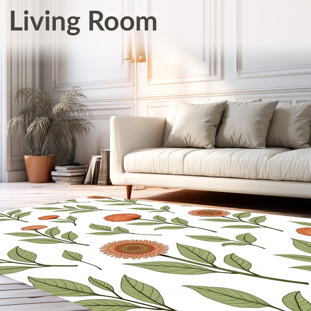 Coral Sunflower Botanical Garden Rug