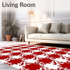 Bold Red White Houndstooth Check Rug
