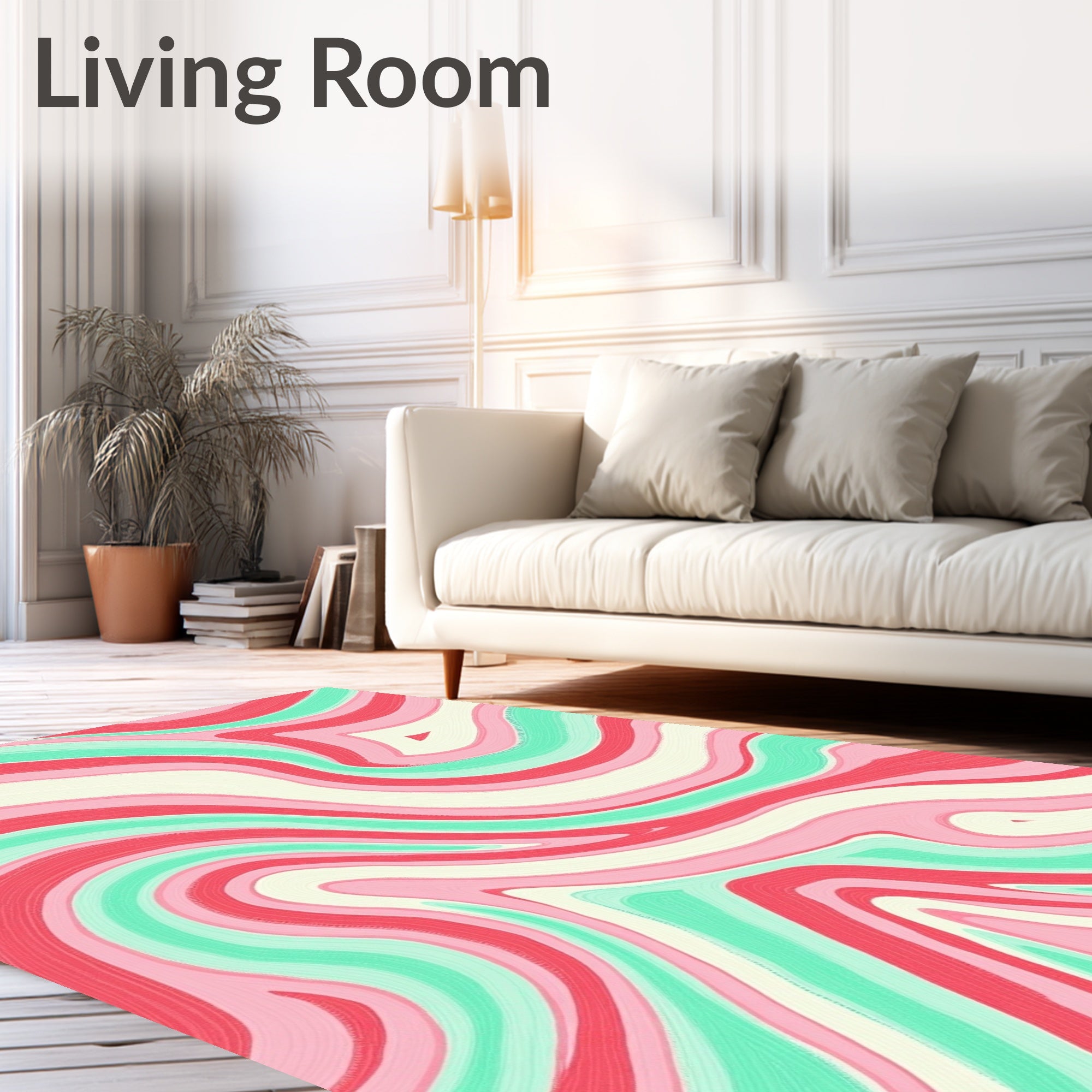 Coral Mint Swirl Abstract Swirl Rug