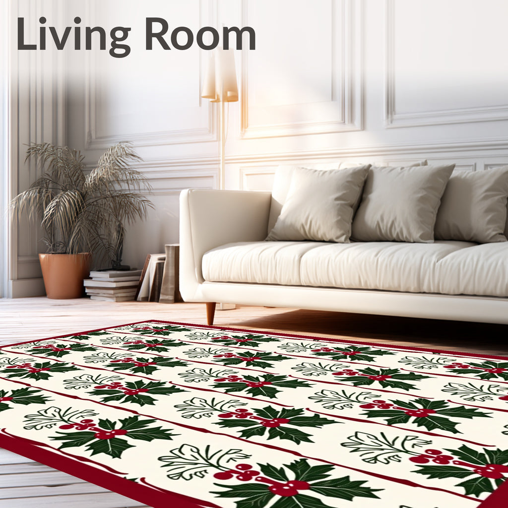 Vintage Holly Berry Garland Repeat Rug