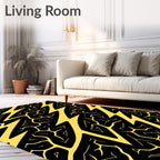 Bold Yellow Jagged Lightning Black Rug