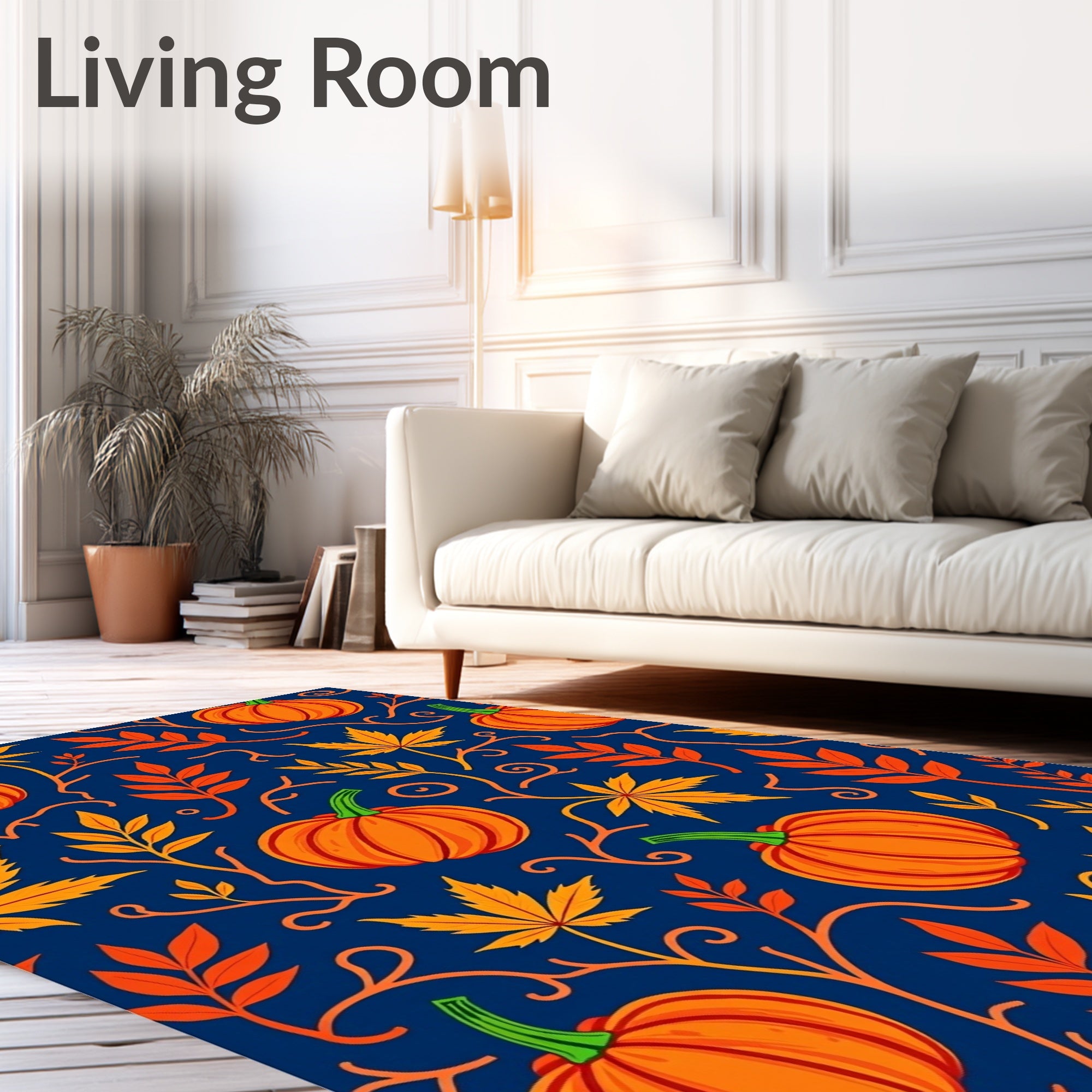 Autumn Pumpkin Leaf Medley Rug