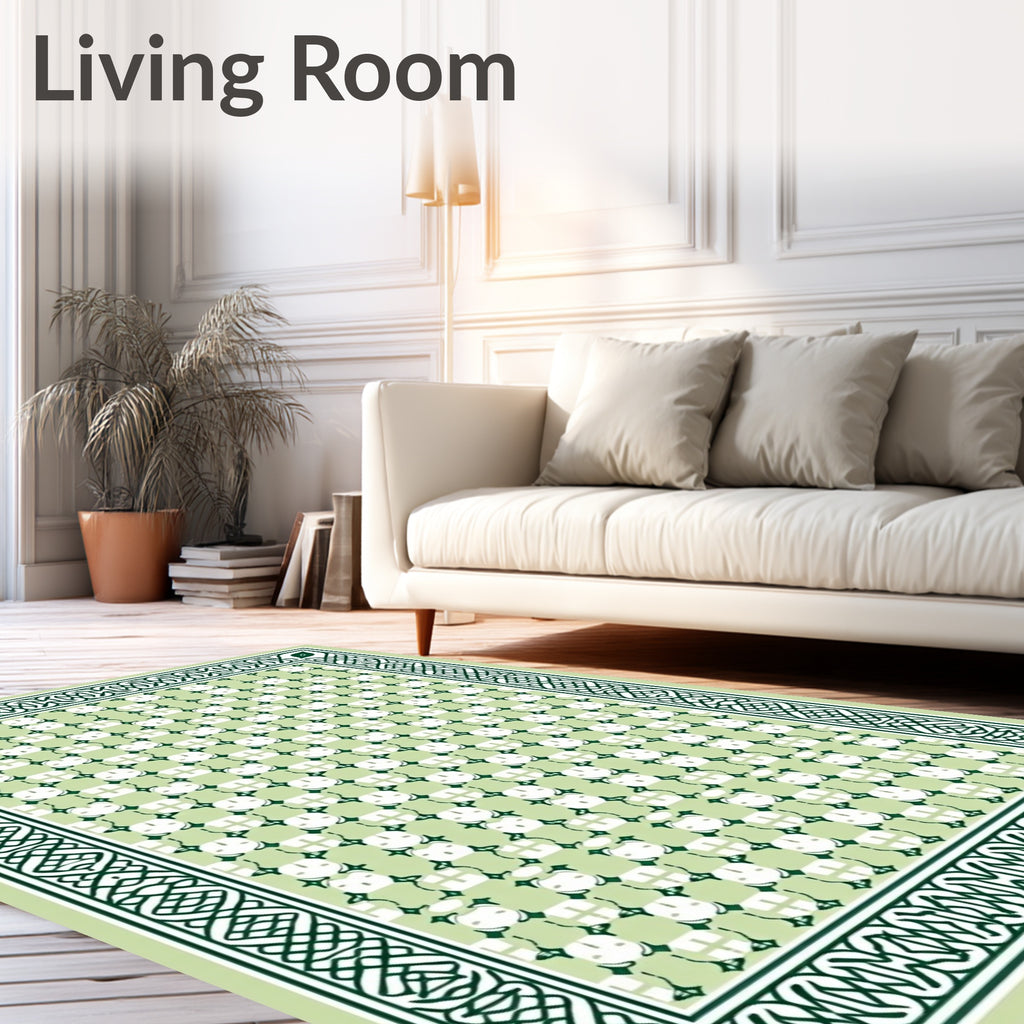 Pale Green White Celtic Knot Rug