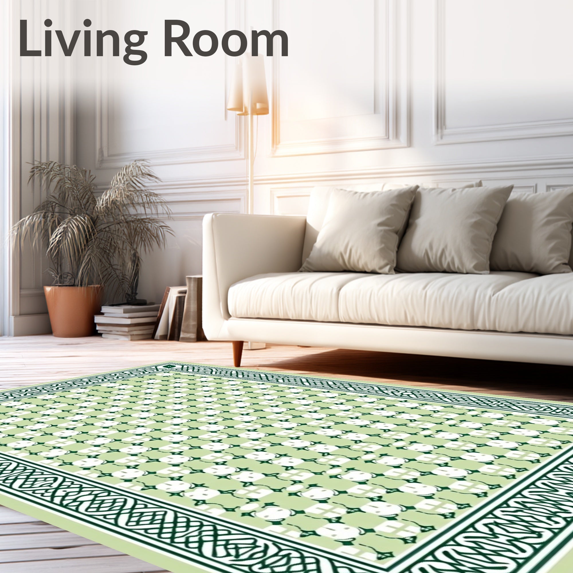 Pale Green White Celtic Knot Rug