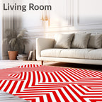 Bold Red Geometric Accordion Rug