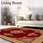 Regal Red Gold Filigree Centerpiece Rug