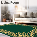 Elegant Gold Leaf Vine Border Rug