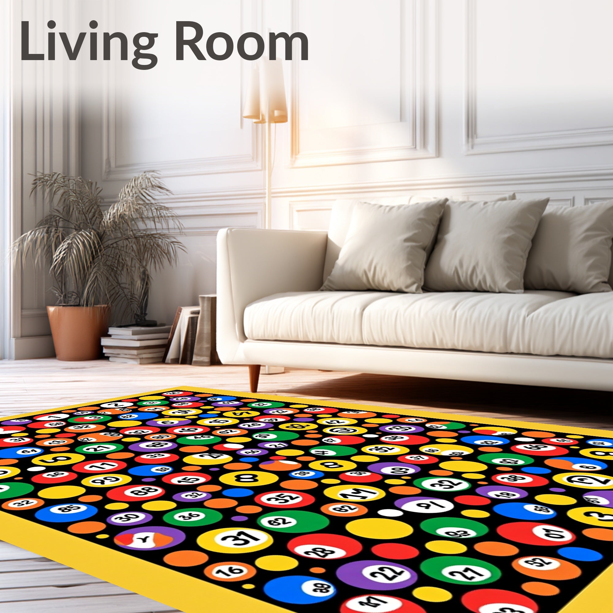 Colorful Bingo Balls Collage Rug
