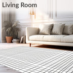 Classic Black White Grid Rug
