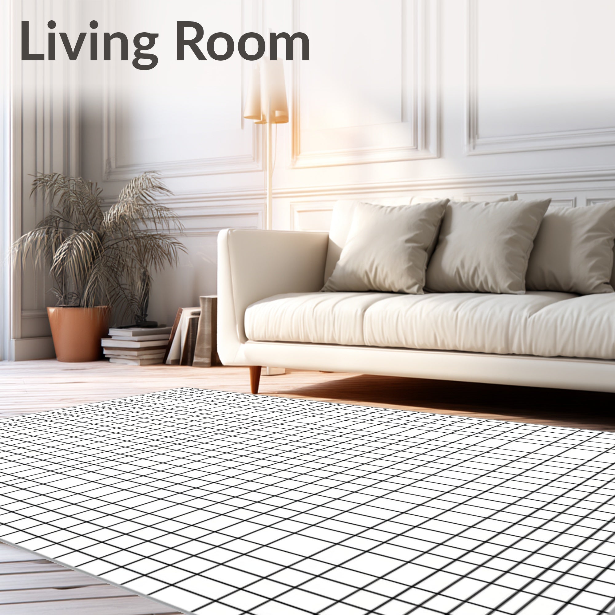 Classic Black White Grid Rug