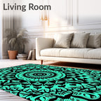Bold Teal Mandala Floral Graphic Rug