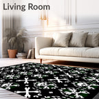 Black White Skull Crossed Bones Rug