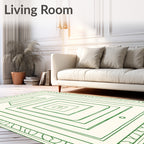 Minimalist Green Geometric Layered Rug