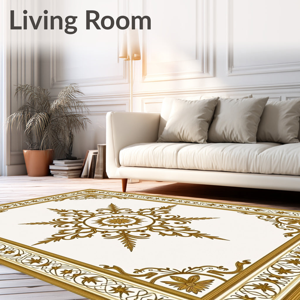 Golden Medallion Sunburst Border Rug