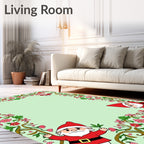 Whimsical Santa Gnome Floral Vine Rug