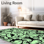 Black Bat Swarm Mandala Rug
