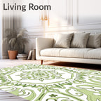 Sage Green Floral Medallion Garden Rug