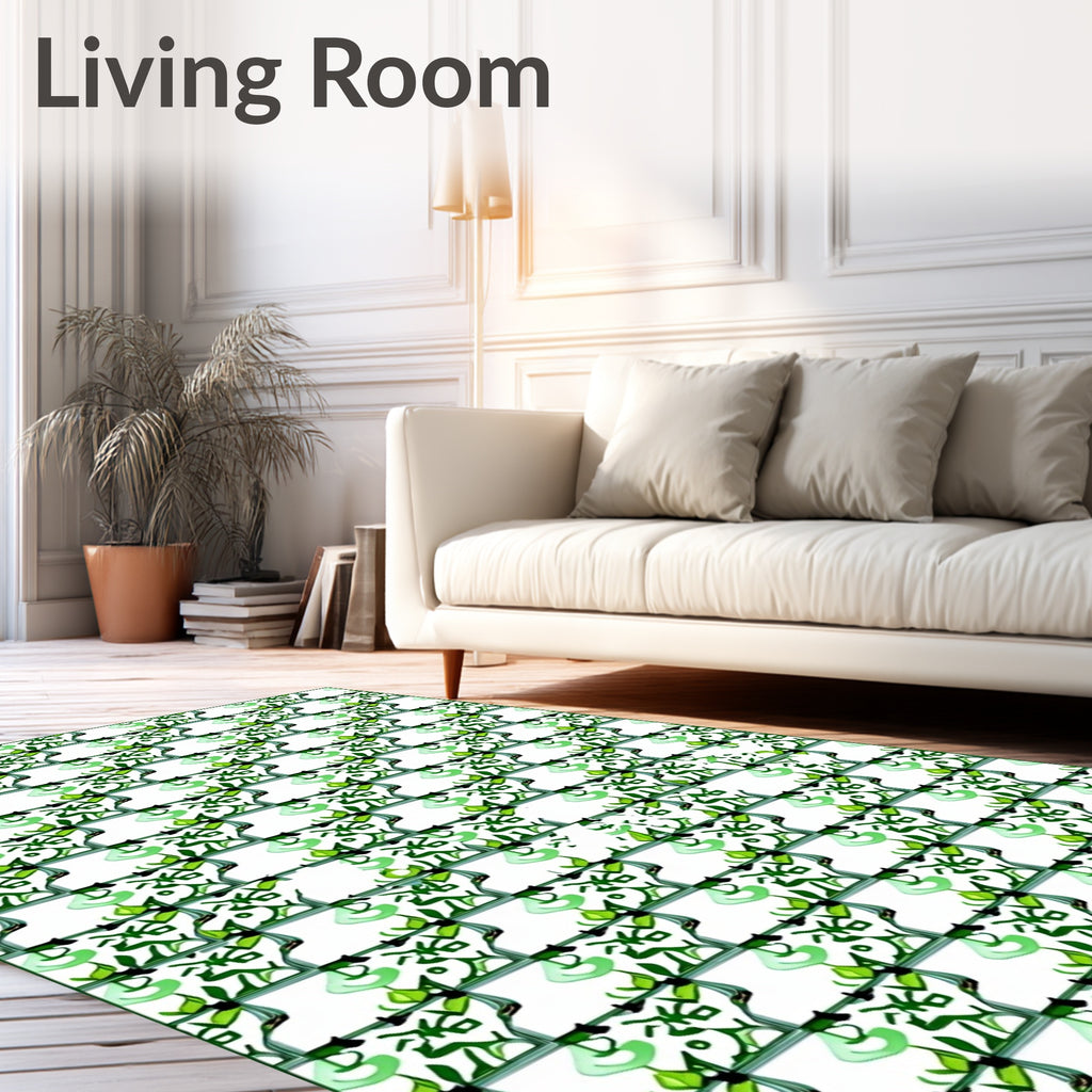 Emerald Green Vine Lattice Rug