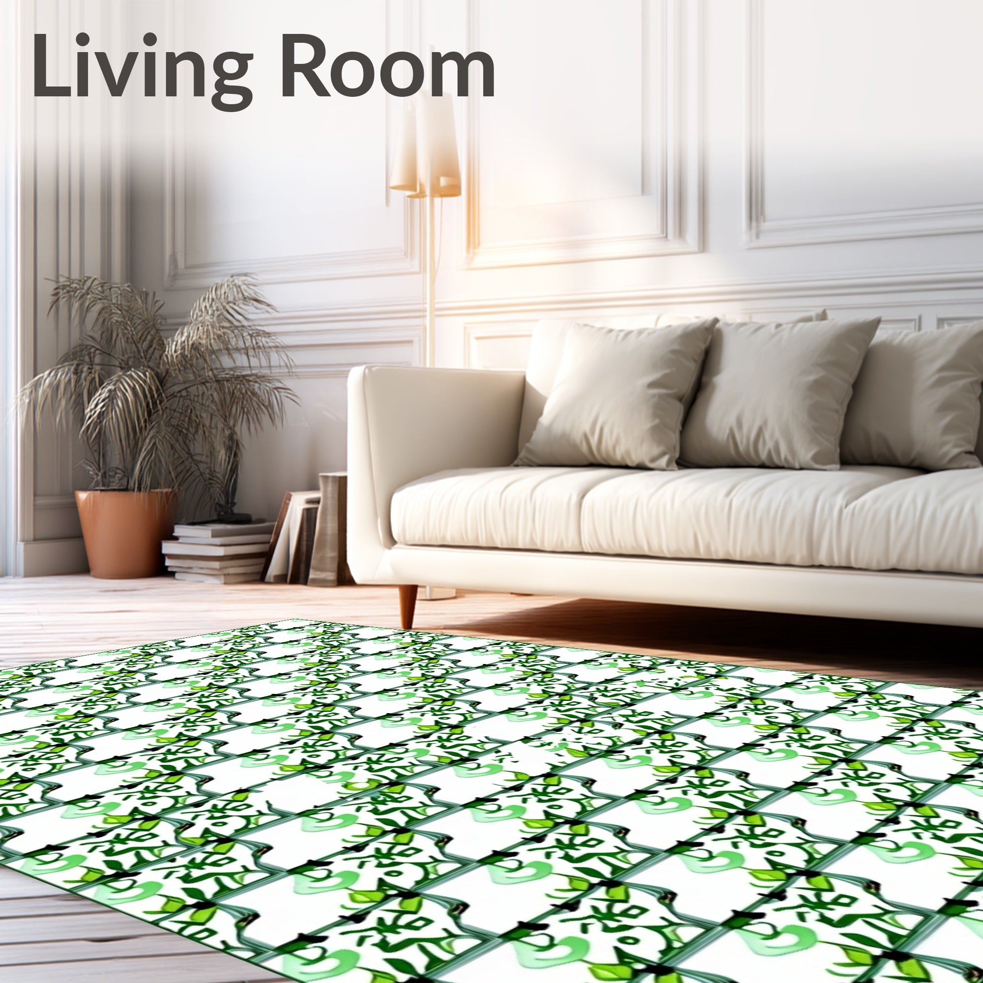 Emerald Green Vine Lattice Rug