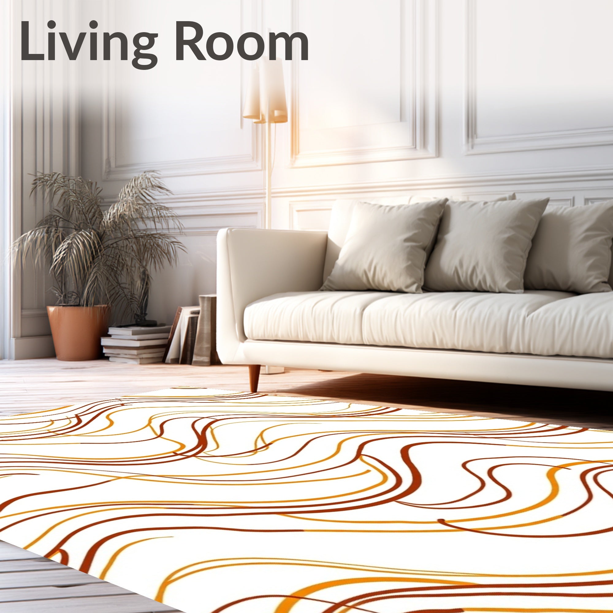 Warm Tones Wavy Lines Rug