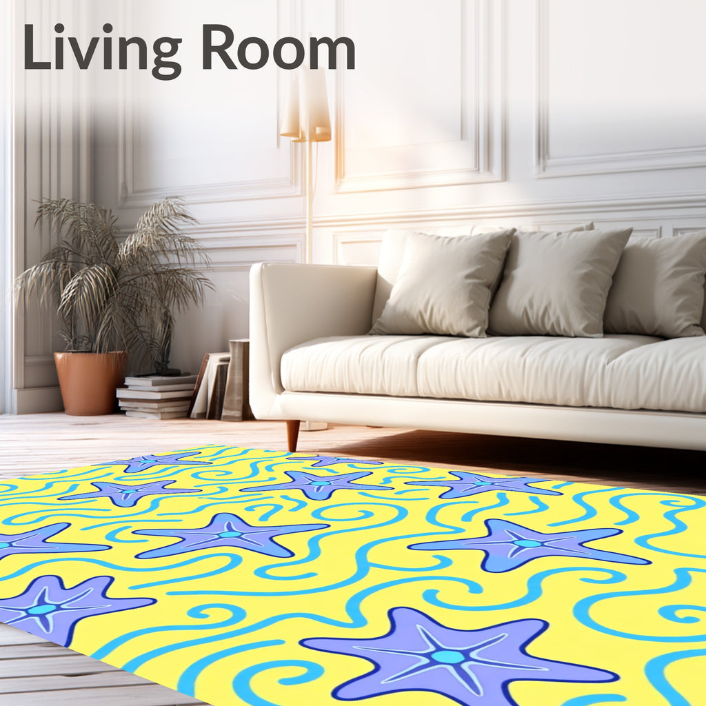 Whimsical Purple Starfish Water Rug