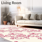 Crimson Rococo Swirl Floral Rug