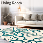 Teal Blossom Scrollwork Medallion Rug