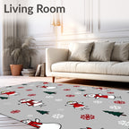 Cute Snowman Tree Holiday Gray Rug