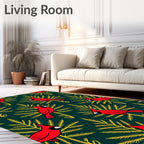 Red Cardinal Evergreen Branches Rug