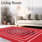 Crimson Abstract Nested Squares Rug