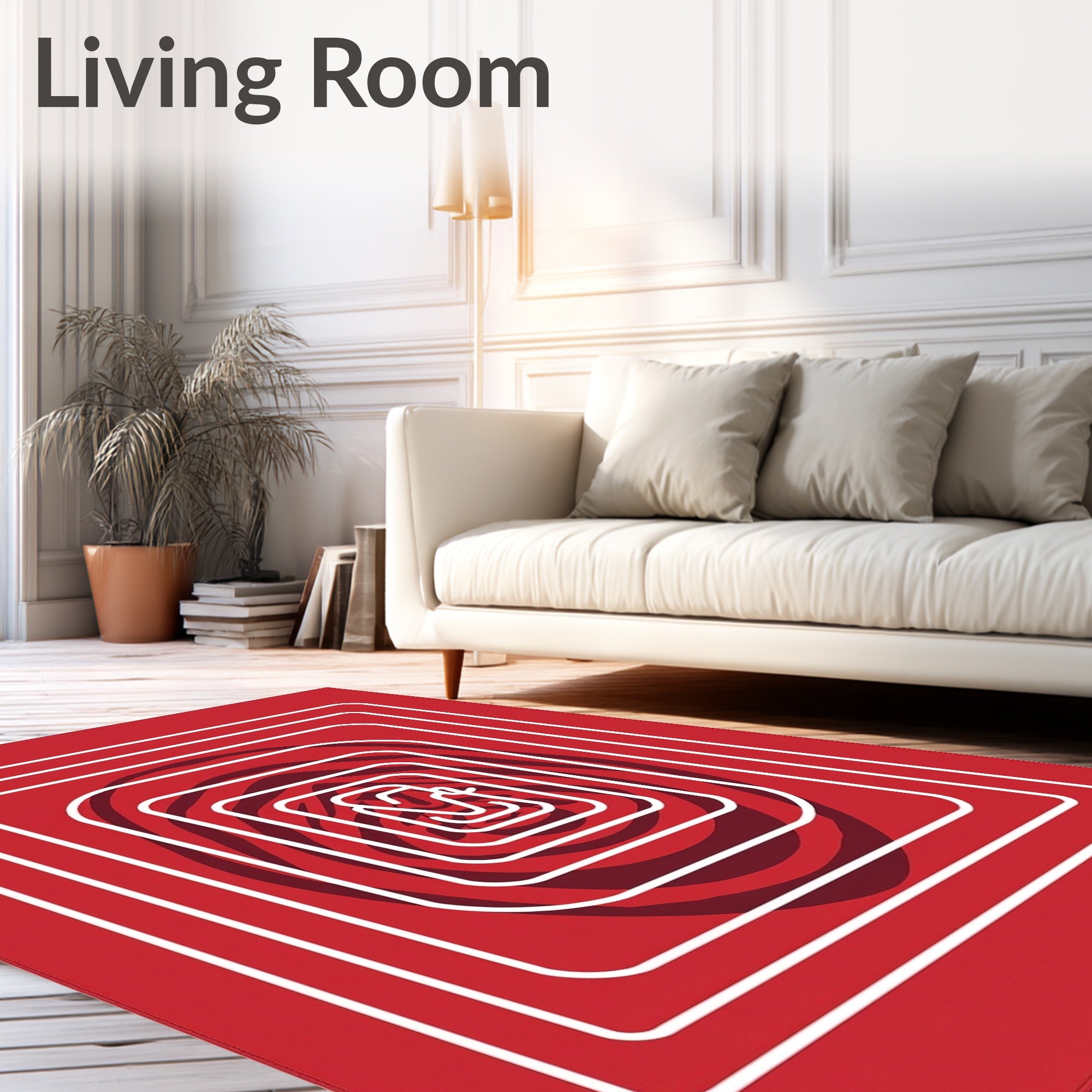 Crimson Abstract Nested Squares Rug